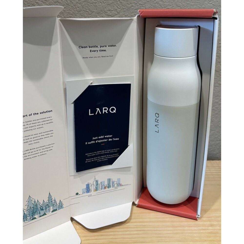 LARQ Self Cleaning Insulated 17 Oz Water Bottle Granite White Brand New in Box